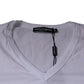White Cotton V-neck Short Sleeves T-shirt