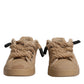 Brown Jute Fabric Low Top Men Sneakers Shoes