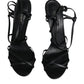 Black Leather High Heels Keira Sandals Shoes