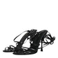Black Leather High Heels Keira Sandals Shoes