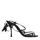 Black Leather High Heels Keira Sandals Shoes