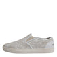 White Floral Lace Slip On Loafers Shoes