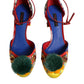 Multicolor Carretto Crystal Fur Sandals Shoes