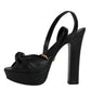 Black Leather Platform Heels Sandals Shoes