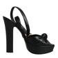 Black Leather Platform Heels Sandals Shoes