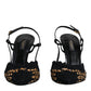 Black Brown Lace High Heels Slingback Shoes