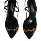 Black Brown Lace High Heels Slingback Shoes