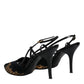 Black Brown Lace High Heels Slingback Shoes