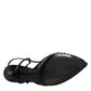 Black Brown Lace High Heels Slingback Shoes