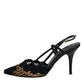 Black Brown Lace High Heels Slingback Shoes