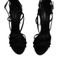 Black Suede Ankle Strap Heels Sandals Shoes