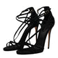 Black Suede Ankle Strap Heels Sandals Shoes
