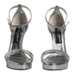 Silver KEIRA Heels Ankle Strap Sandals Shoes