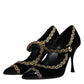 Black Velvet Gold Mary Janes Pumps Shoes
