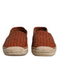 Maroon Woven Leather Men Espadrille Shoes