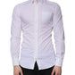 White Cotton Long Sleeve GOLD Dress Men Shirt