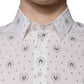 White Printed Cotton Slim Fit Men Dress Shirt