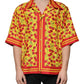 Yellow Cherry Button Down Silk Casual Shirt