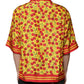 Yellow Cherry Button Down Silk Casual Shirt