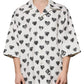 White Heart Print Short Sleeve Casual Shirt