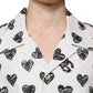White Heart Print Short Sleeve Casual Shirt