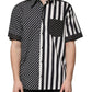 Black White Striped Button Down Casual Shirt