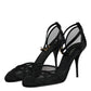 Black Mesh Ankle Strap Heels Pumps Shoes