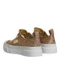 Gold White Logo Low Top Sneakers Shoes