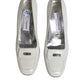 White Leather Block Heels Pumps Shoes