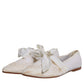 White Ribbon Fabric Ballerina Flats Shoes