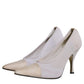 White Beige Leather High Heels Pumps Shoes