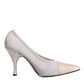 White Beige Leather High Heels Pumps Shoes