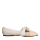 Beige Ribbon Fabric Ballerina Flats Shoes