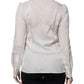 White Silk Collared Long Sleeves Shirt Top