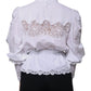 White Cotton Lace Trim Turtleneck Blouse Top