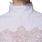 White Cotton Lace Trim Turtleneck Blouse Top