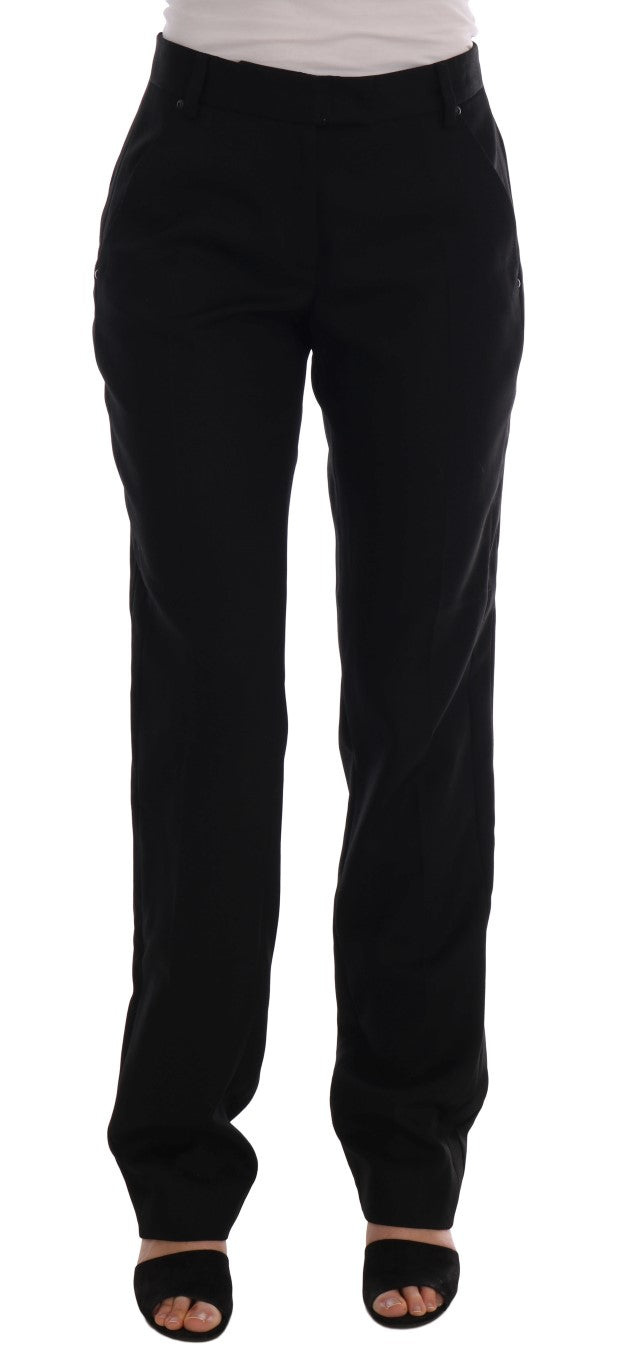 Chic Black Velvet Straight Formal Pants