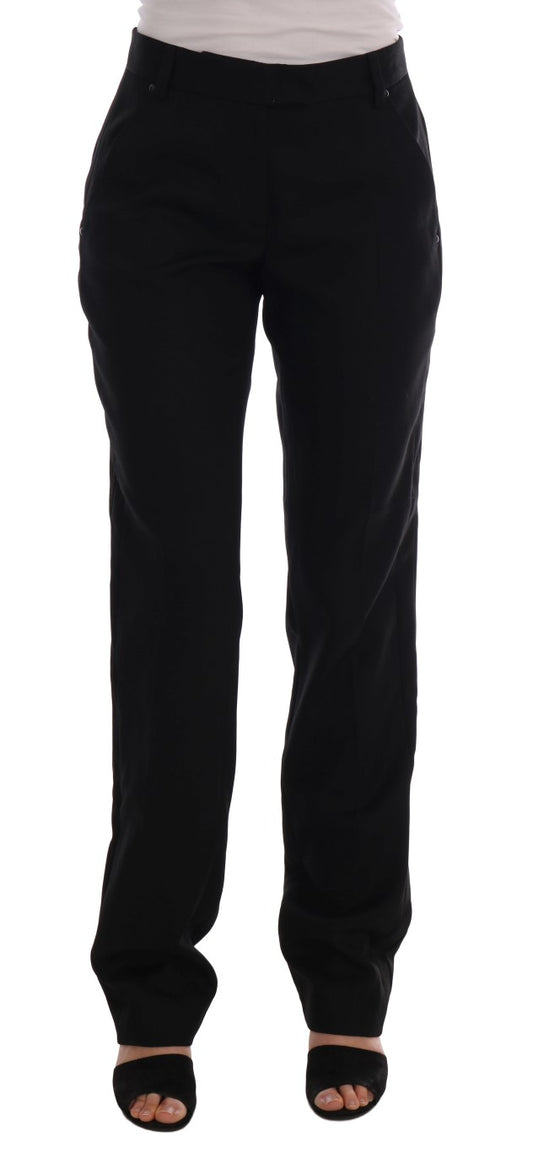 Chic Black Velvet Straight Formal Pants