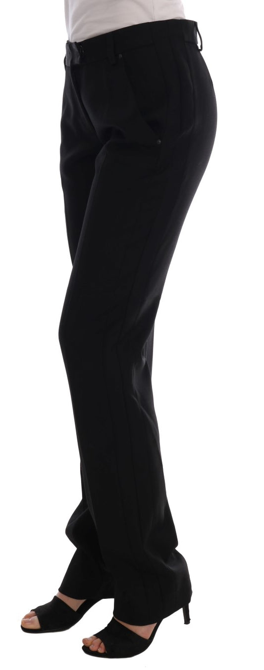 Chic Black Velvet Straight Formal Pants