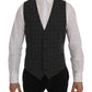 Elegant Striped Gray Wool Blend Waistcoat