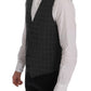 Elegant Striped Gray Wool Blend Waistcoat