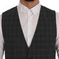 Elegant Striped Gray Wool Blend Waistcoat