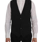 Stylish Gray Striped Single Breasted Vest
