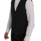 Stylish Gray Striped Single Breasted Vest