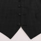 Stylish Gray Striped Single Breasted Vest