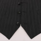 Elegant Gray Striped Single Breasted Vest