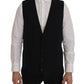 Elegant Striped Wool Blend Waistcoat Vest