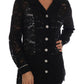 Elegant Black Floral Lace Crystal Shirt Blouse