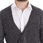 Elegant Gray Wool Blend Cardigan Sweater