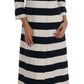 Elegant Blue Striped Coat Jacket